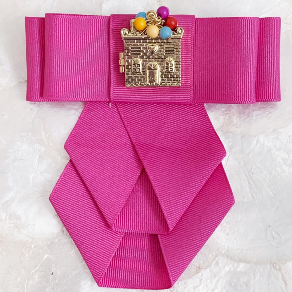 Balloon House Locket Pink Ribbon Brooch NWOT